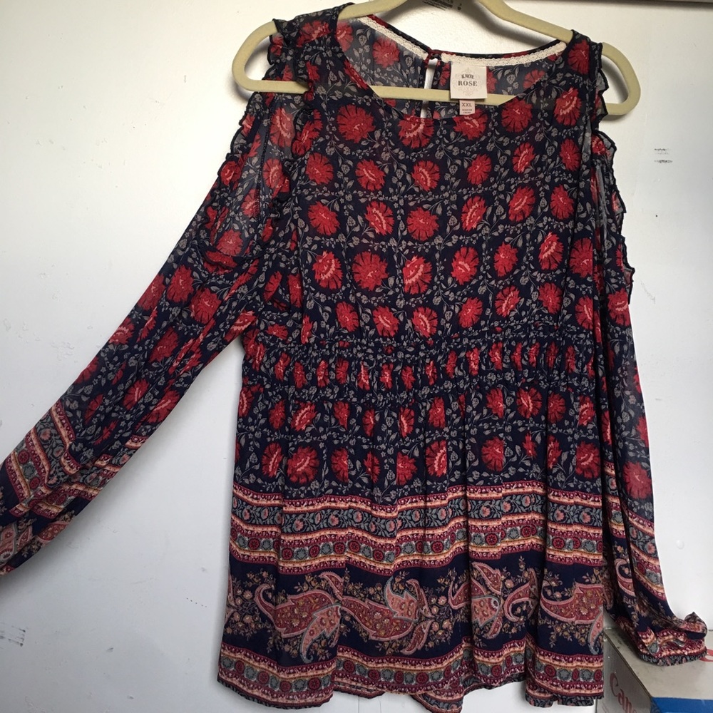 💋Sheer fabric XXL Flower pattern shirt.